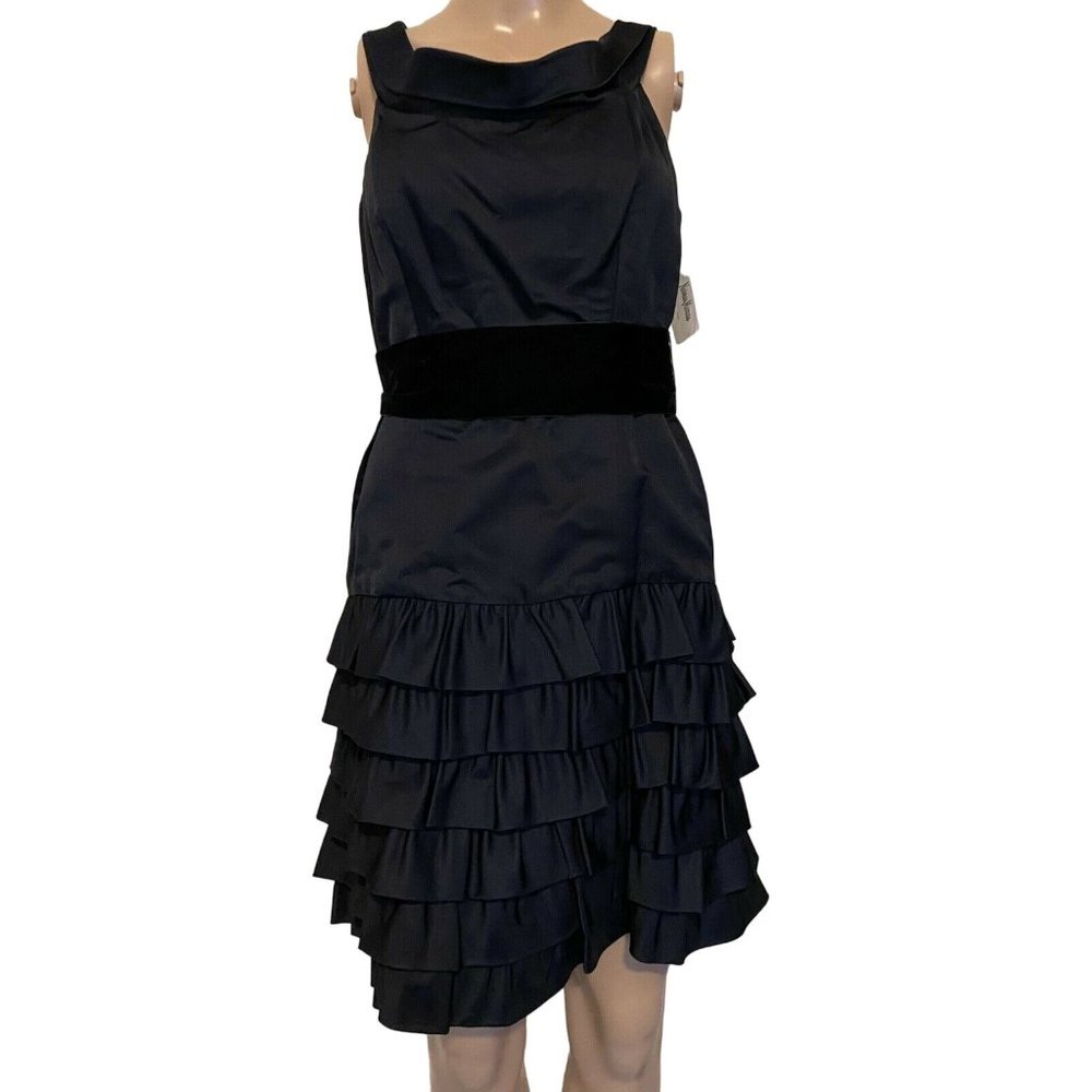 NWT $650 Thread Social 0 2 XS Mini Dress Navy Blue Silk Neiman Marcus Tiers
